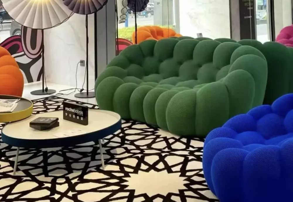 green bubble couch